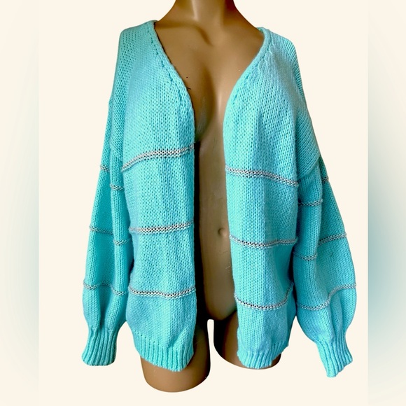 Women's Blue Knit Sweater - Picture 1 of 1